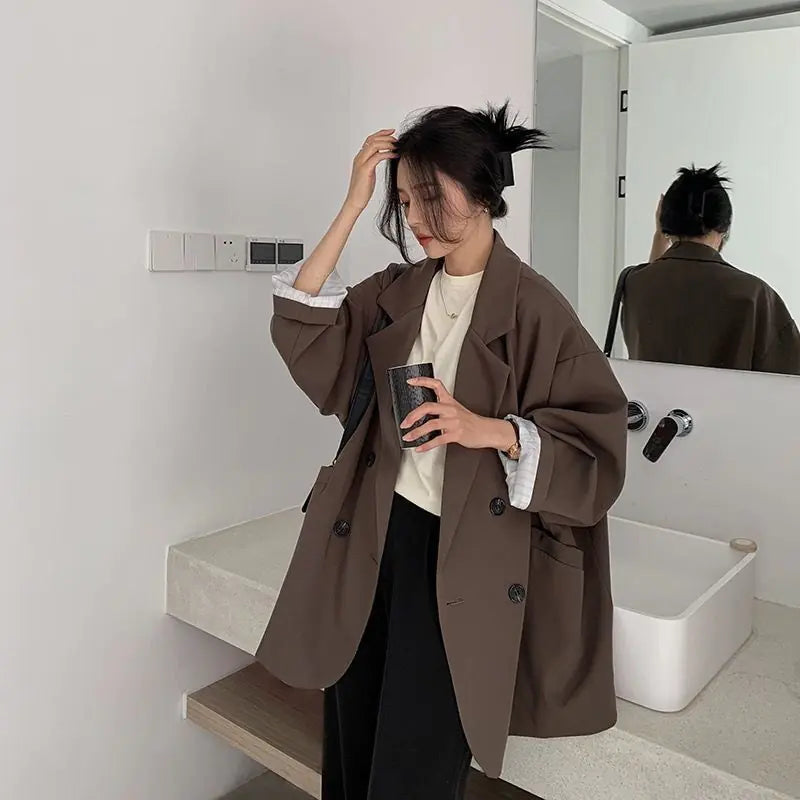 College Style Loose Fit Suit Jacket