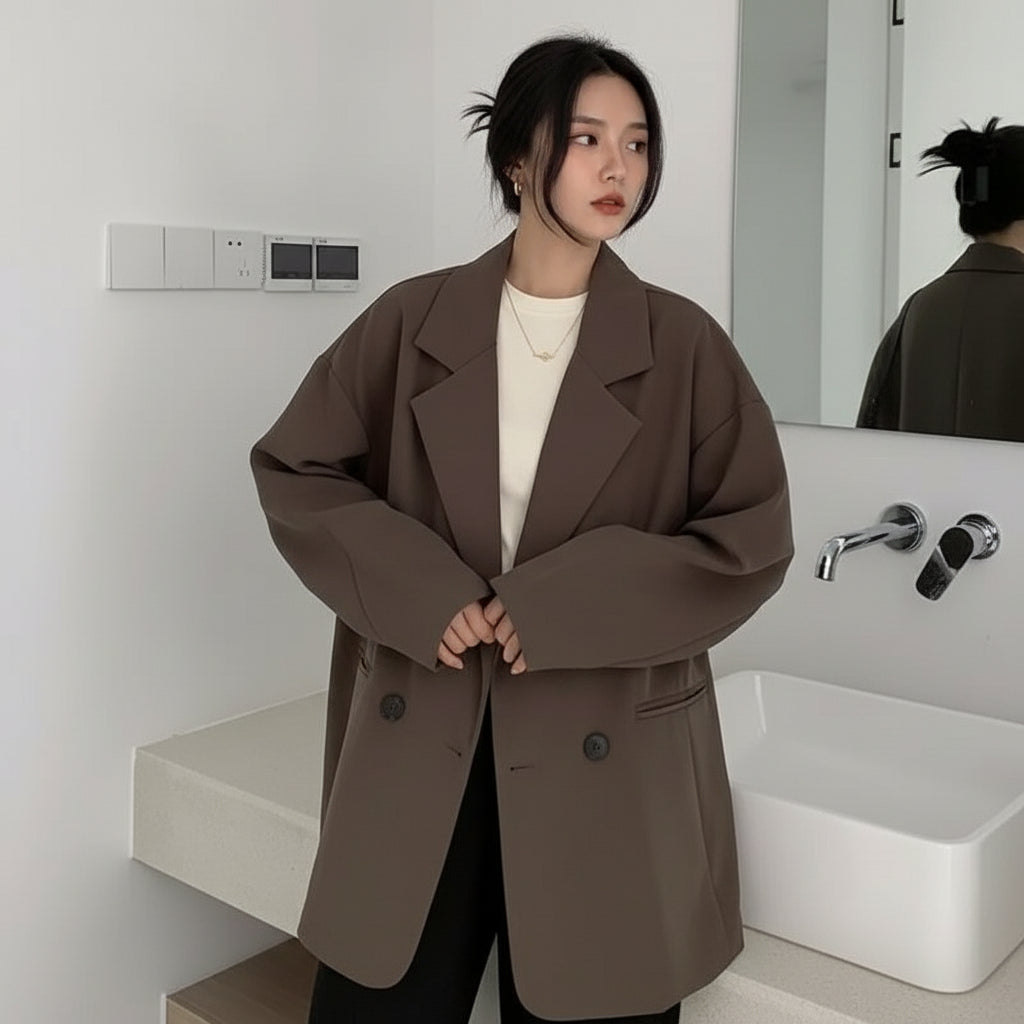 College Style Loose Fit Suit Jacket